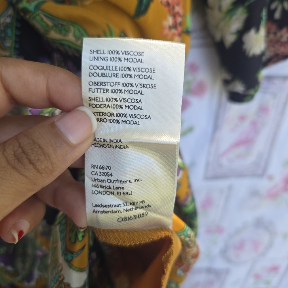 NWT Anthropologie Printed V-Neck Maxi Dress Floral Boho Bell Sleeve Mustard Sz 4 - Picture 3 of 7